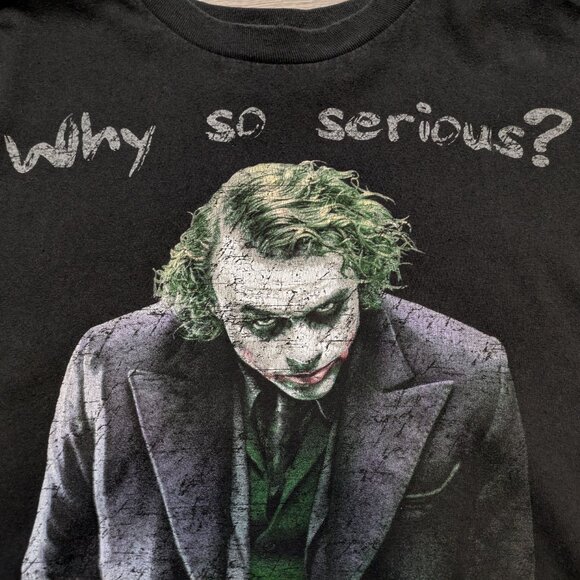 Vintage The Dark Knight Batman Mens XL Joker Serious Movie T Shirt Black Graphic - Picture 5 of 9